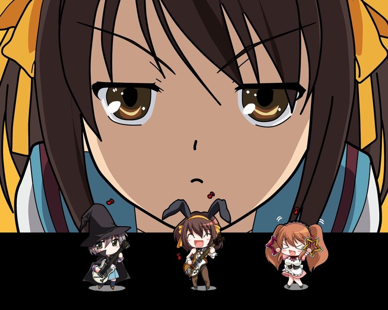anime girl with chibi band