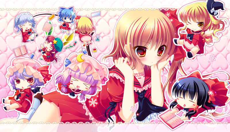 Anime Girl with Chibi Characters — Pink