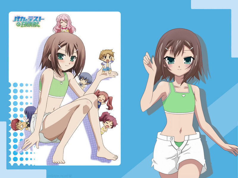 Anime Girl with Chibi Figures — Blue