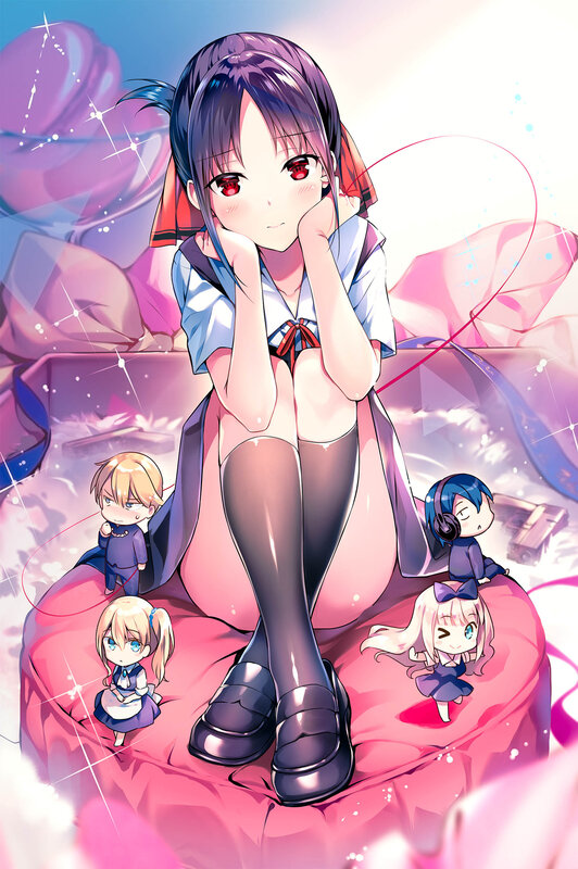 Anime Girl with Chibi Figures — Pink