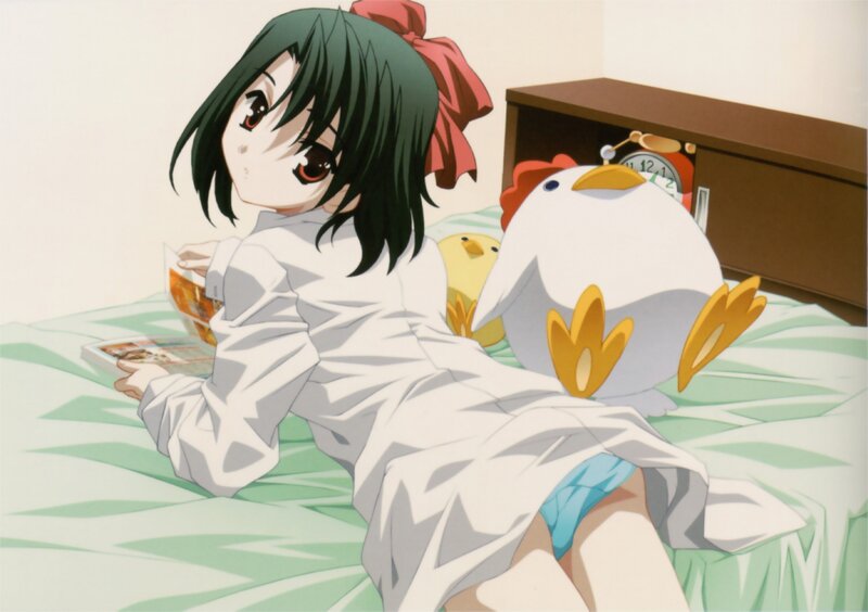 Anime girl with chicken plush