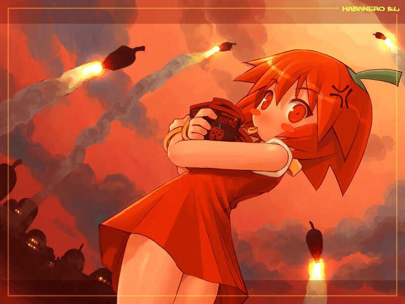 Anime girl with chili peppers