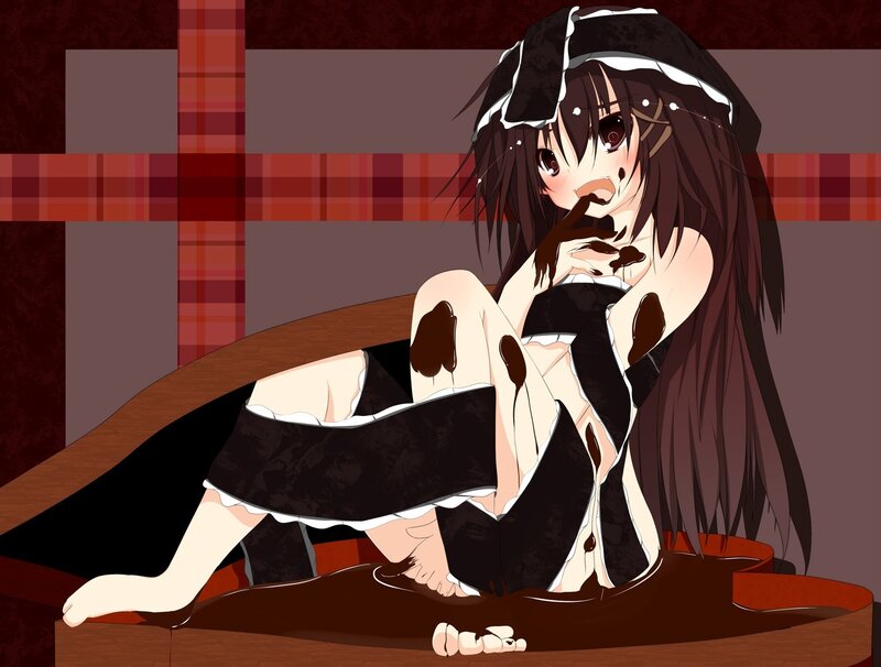 anime girl with chocolate