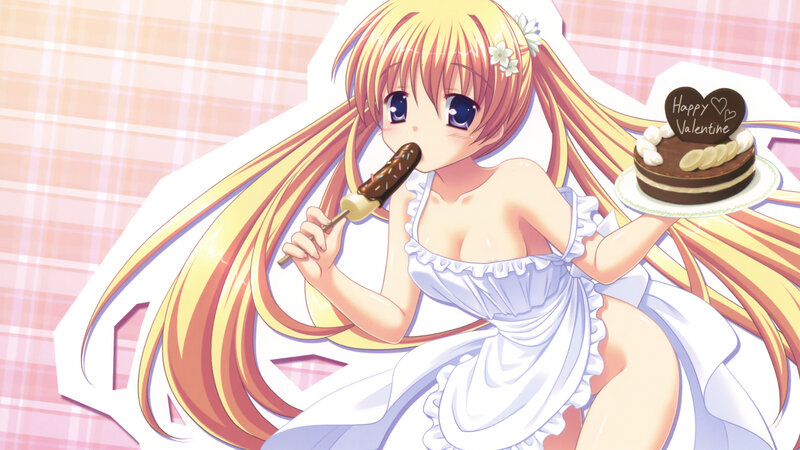 Anime girl with chocolate dessert