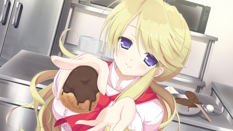 anime girl with chocolate donut