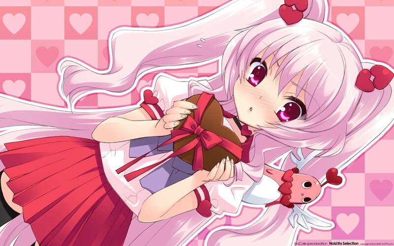 anime girl with chocolate gift