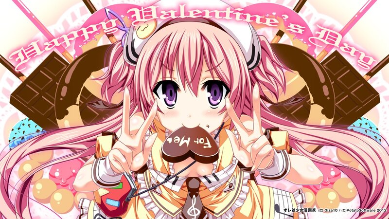 Anime girl with chocolate heart