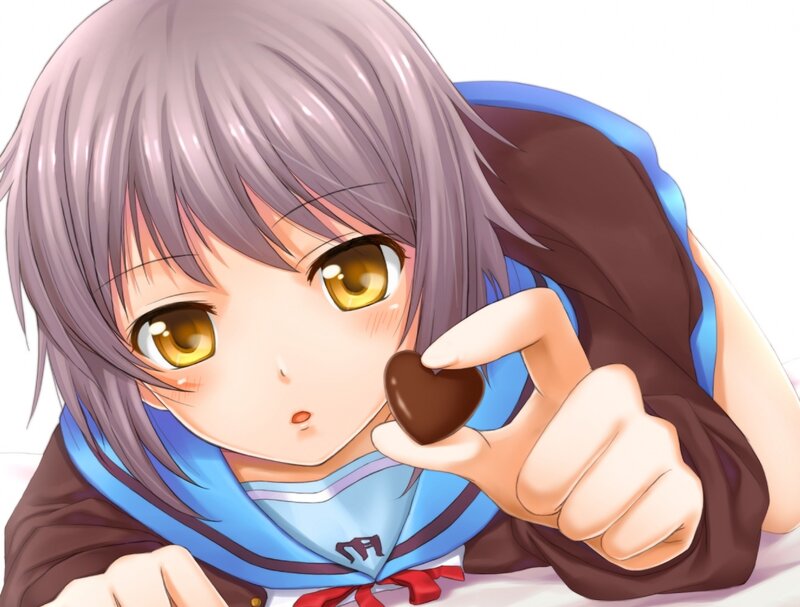 anime girl with chocolate heart