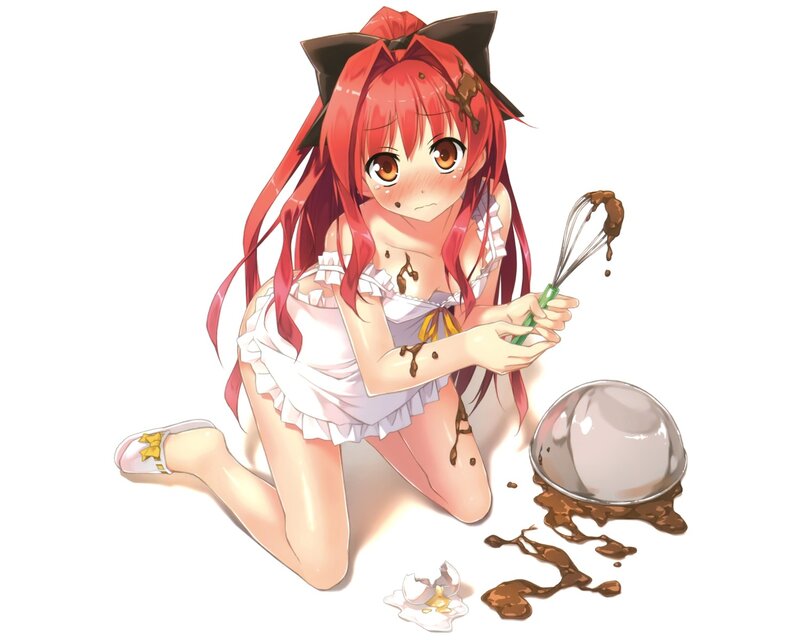 Anime girl with chocolate mess