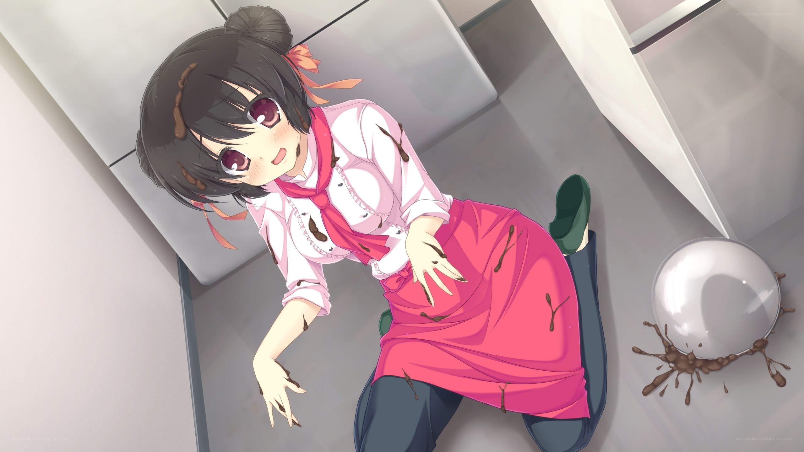anime girl with chocolate mess