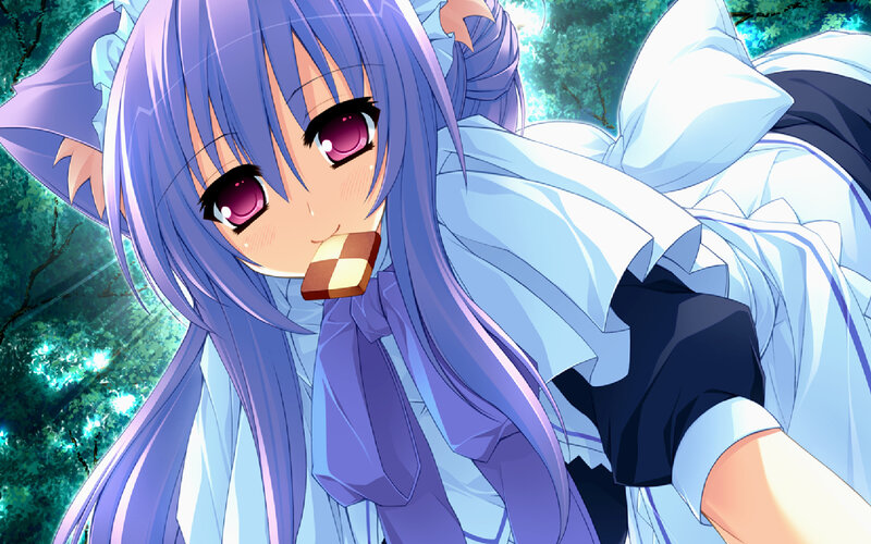 Anime Girl with Chocolate — Purple