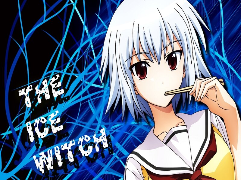 Anime Girl with Chopsticks — Blue