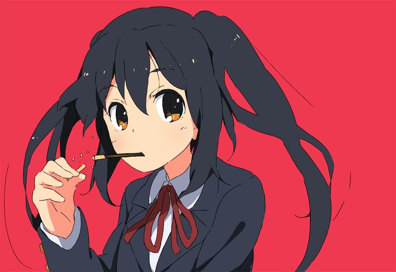 Anime Girl with Chopsticks — Red