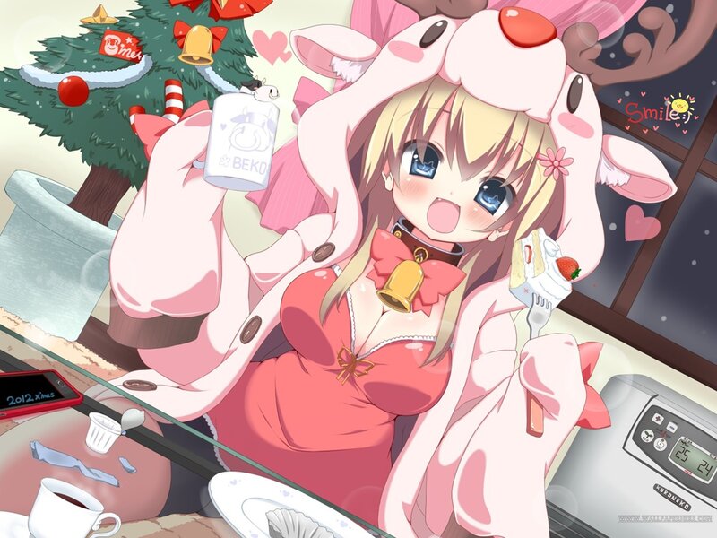 Anime girl with Christmas cake