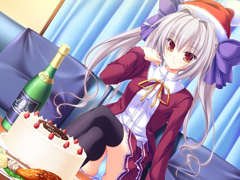 Anime girl with Christmas cake