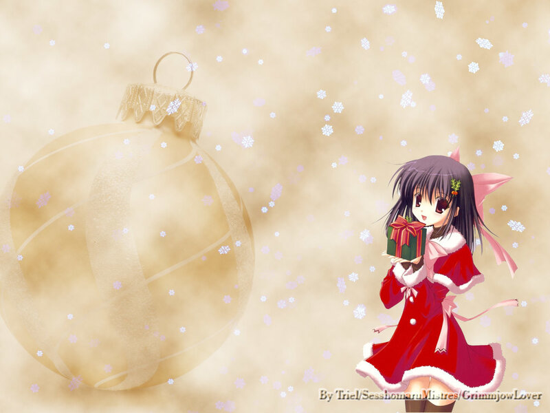 Anime girl with Christmas gift