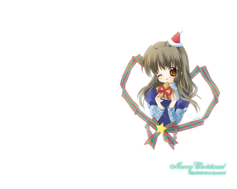 Anime girl with Christmas gift