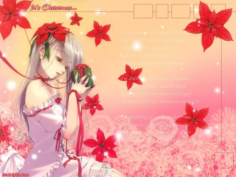 Anime girl with Christmas gift
