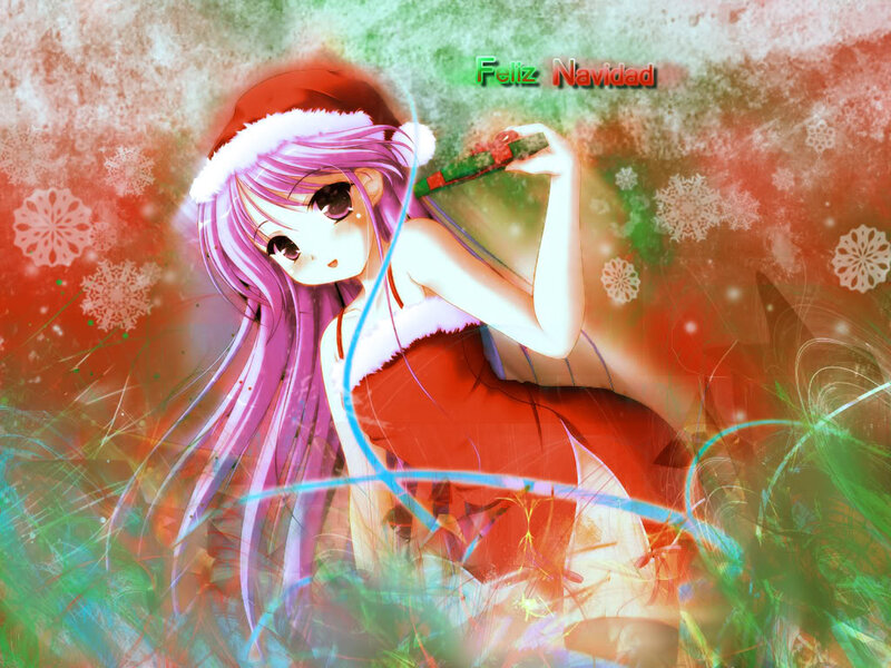 Anime girl with Christmas gift