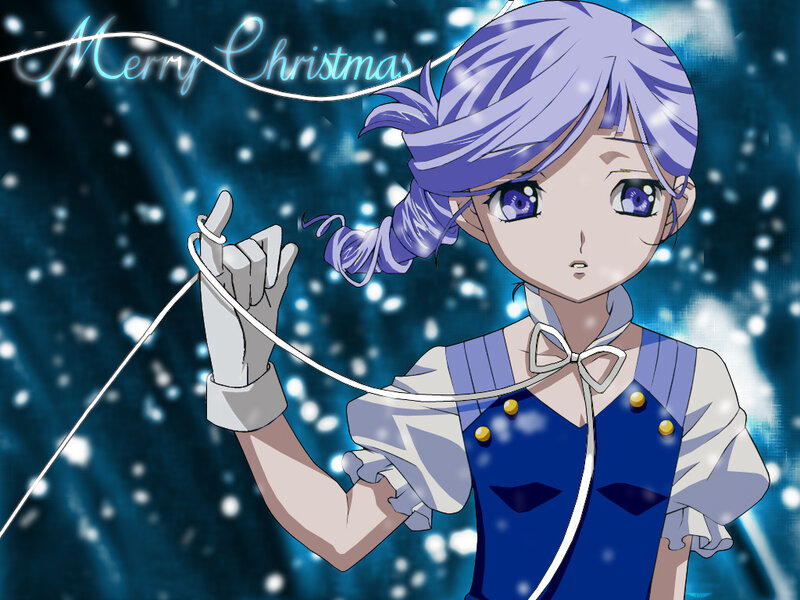 anime girl with Christmas greeting