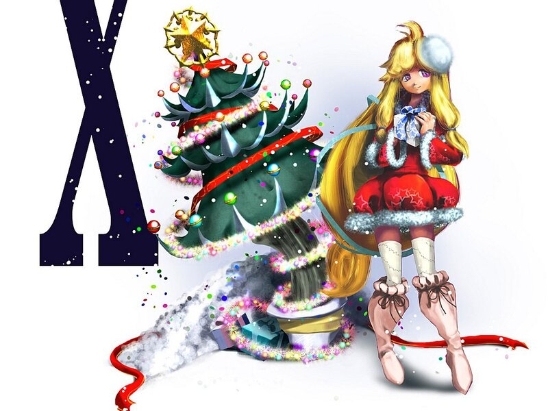 Anime girl with Christmas tree