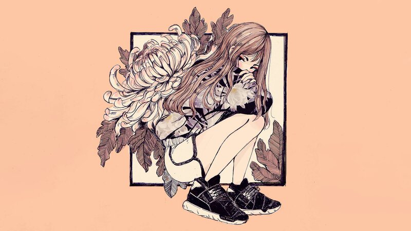 Anime Girl with Chrysanthemum