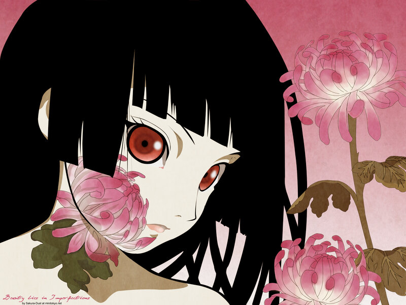 Anime Girl with Chrysanthemums