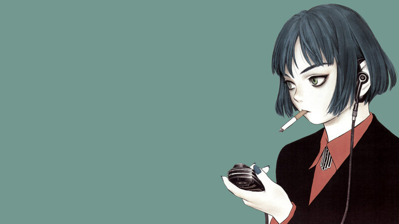 anime girl with cigarette