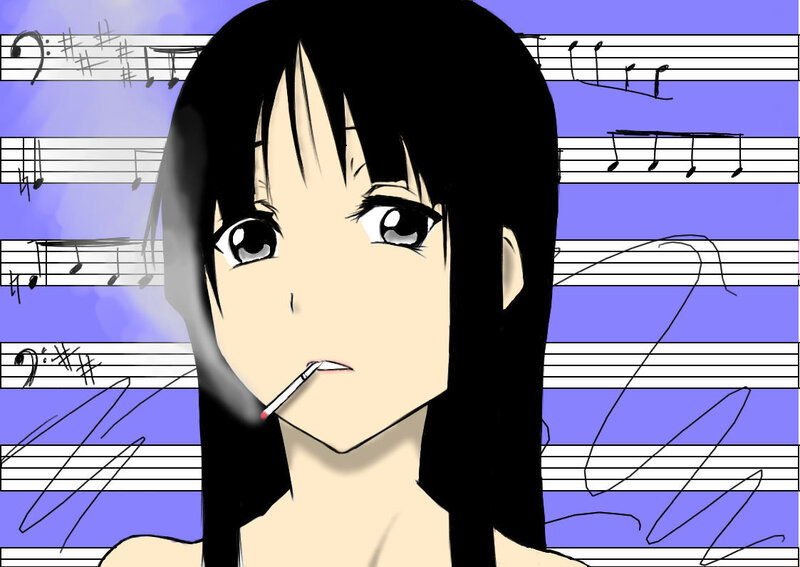 anime girl with cigarette