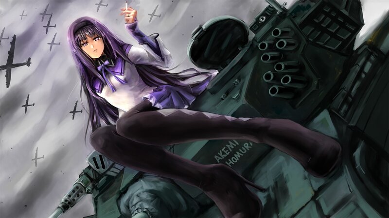 anime girl with cigarette