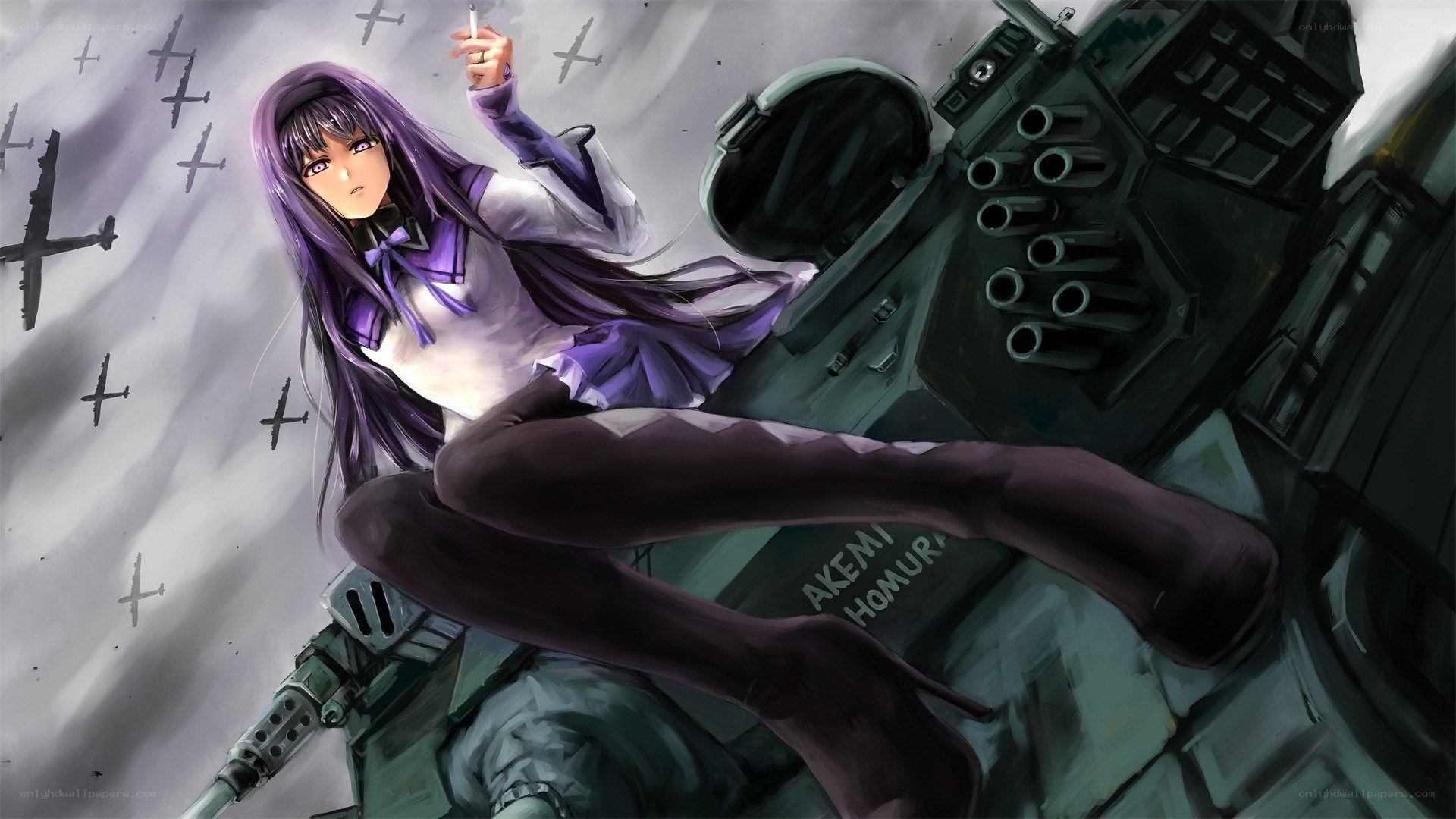 anime girl with cigarette