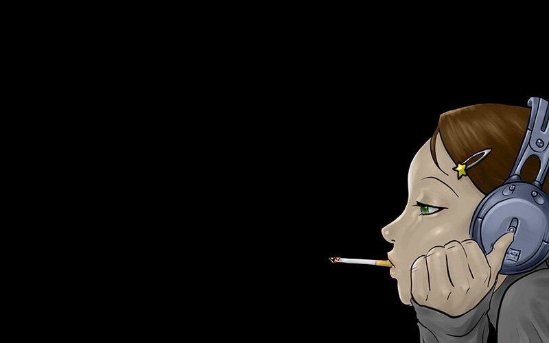 anime girl with cigarette