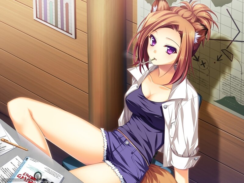 Anime Girl with Cigarette — Purple, Relaxed