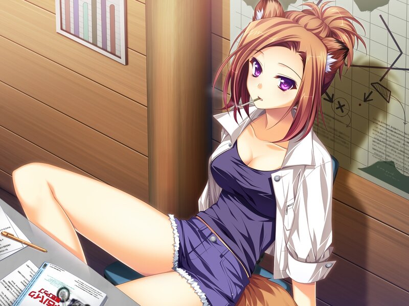 Anime Girl with Cigarette — Purple