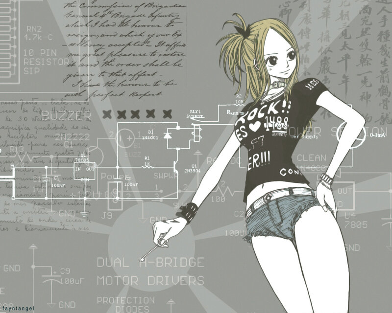 anime girl with circuit diagram