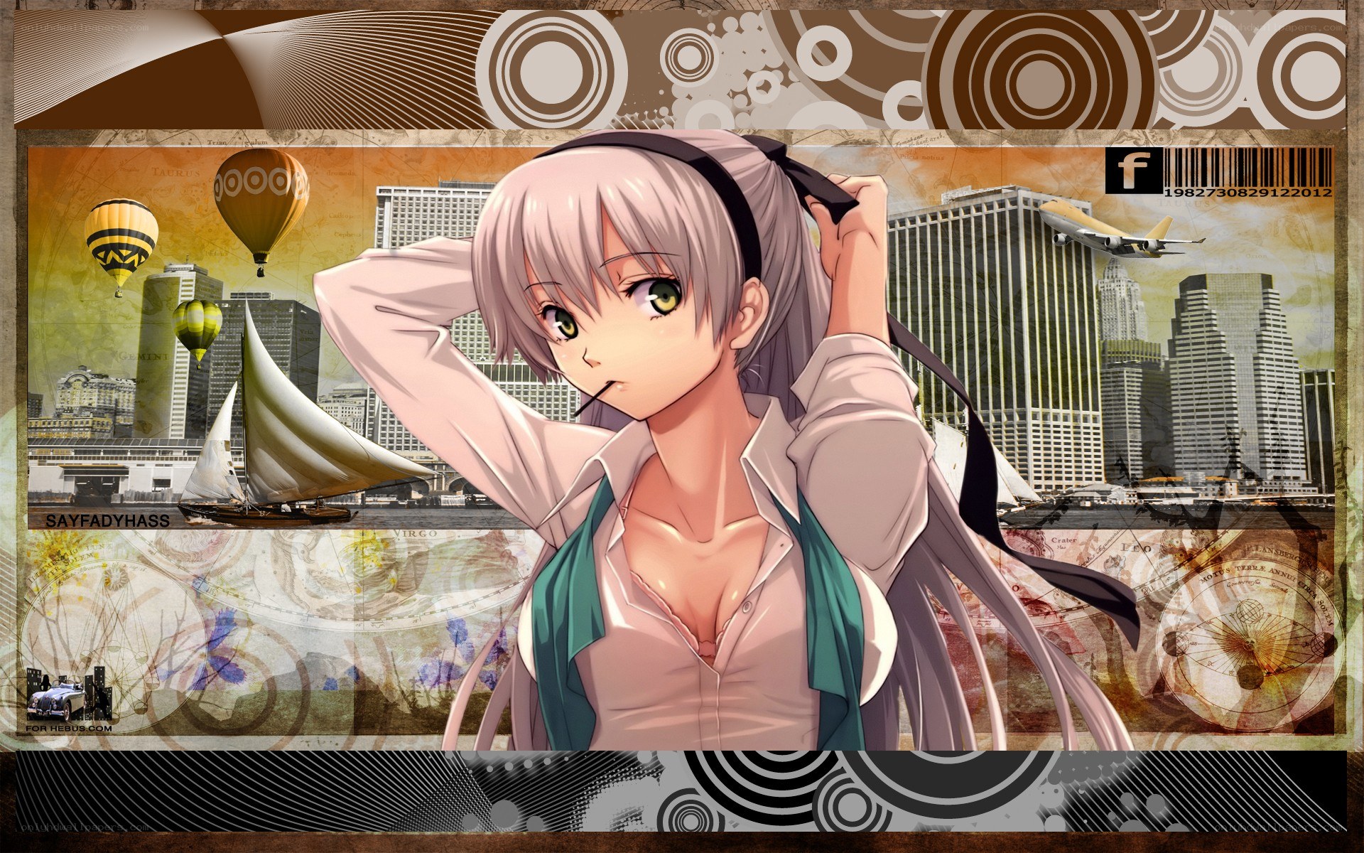 anime girl with city backdrop