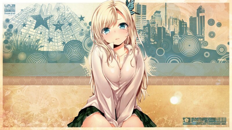 Anime girl with city background
