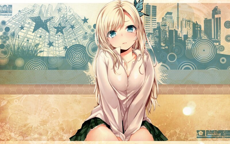 anime girl with city background