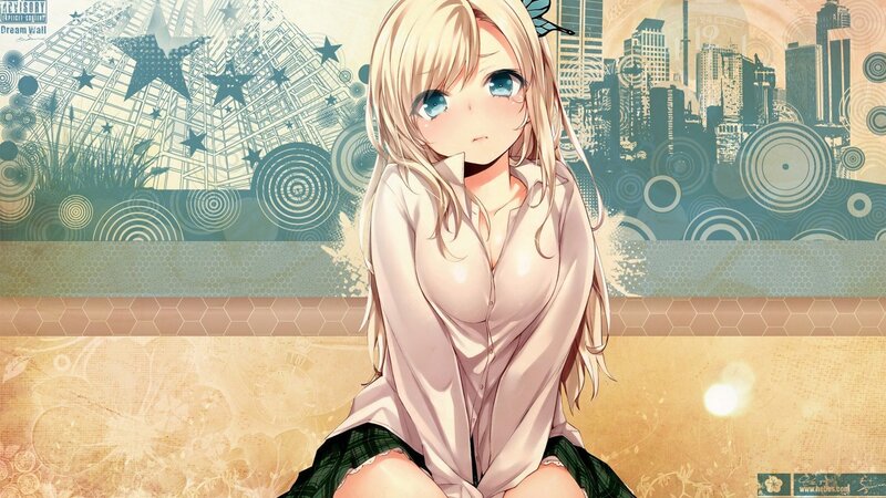 Anime girl with city background