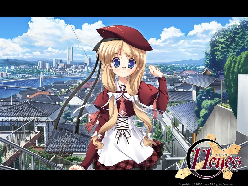 Anime girl with city view