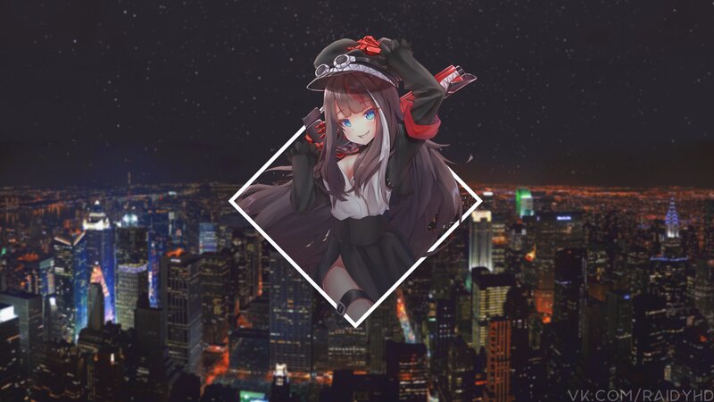 Anime Girl with City View — Black