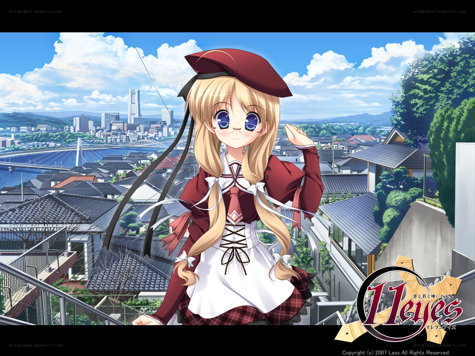 Anime girl with city view