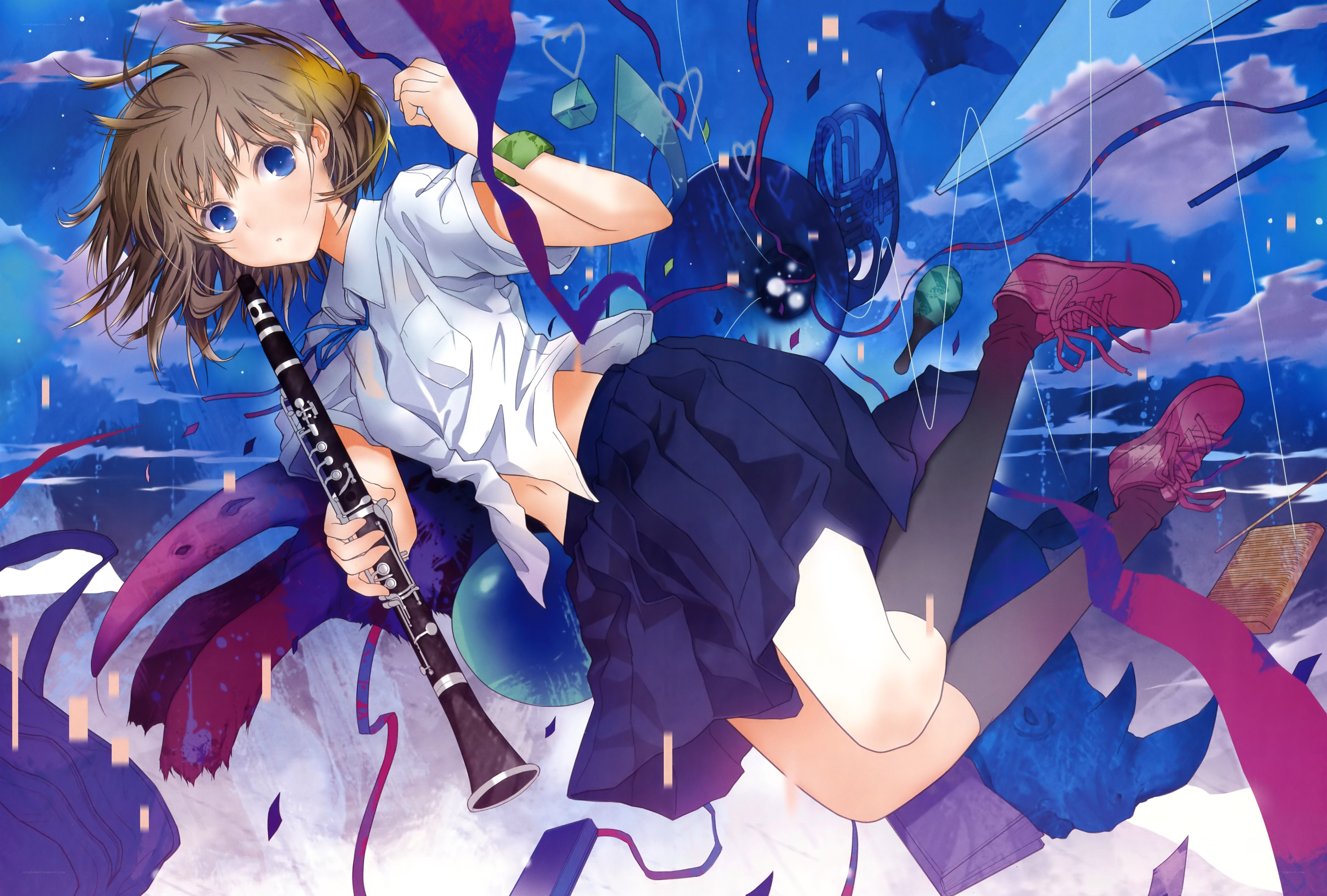 Anime girl with clarinet