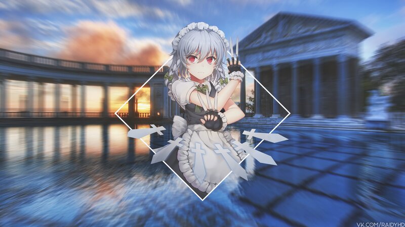 Anime Girl with Claws — Blue, Dramatic, Sunset