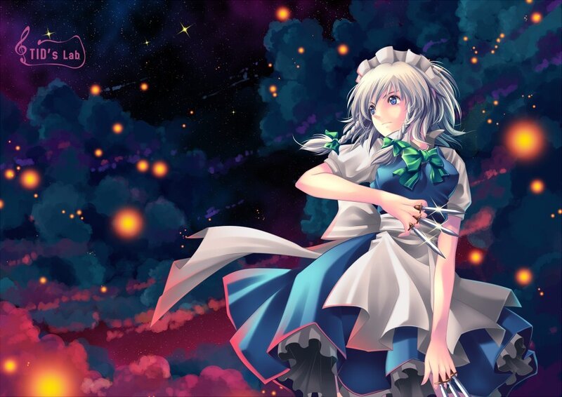 anime girl with claws in space