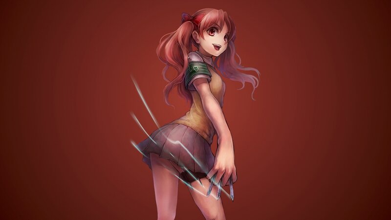 Anime Girl with Claws — Red, Dramatic