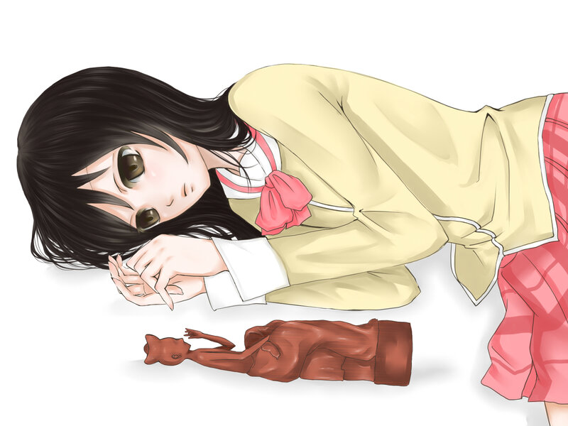 Anime Girl with Clay Figure