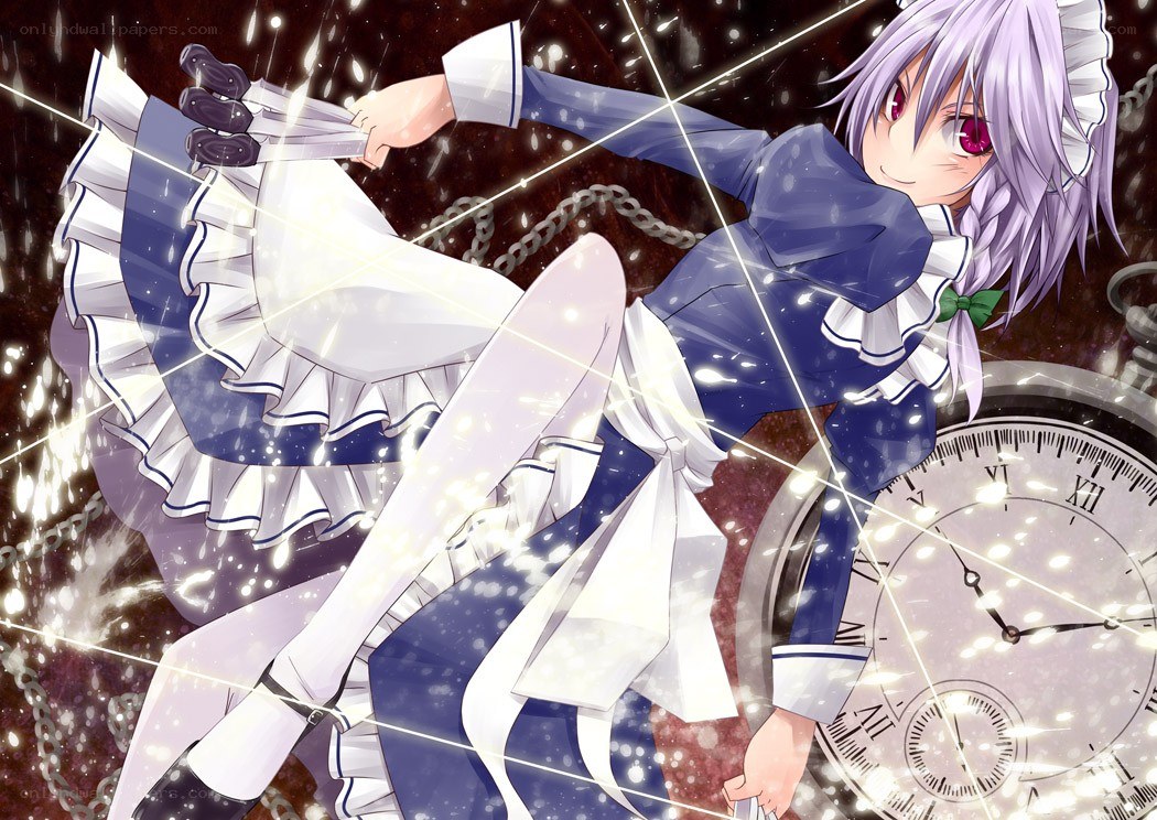 anime girl with clock and chains
