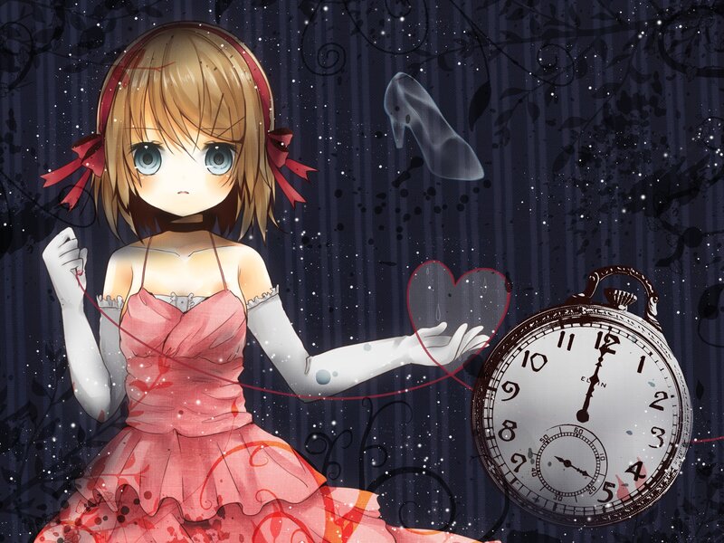 Anime girl with clock and heart