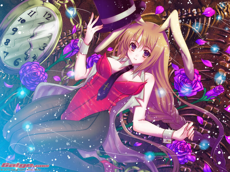 Anime girl with clock and roses